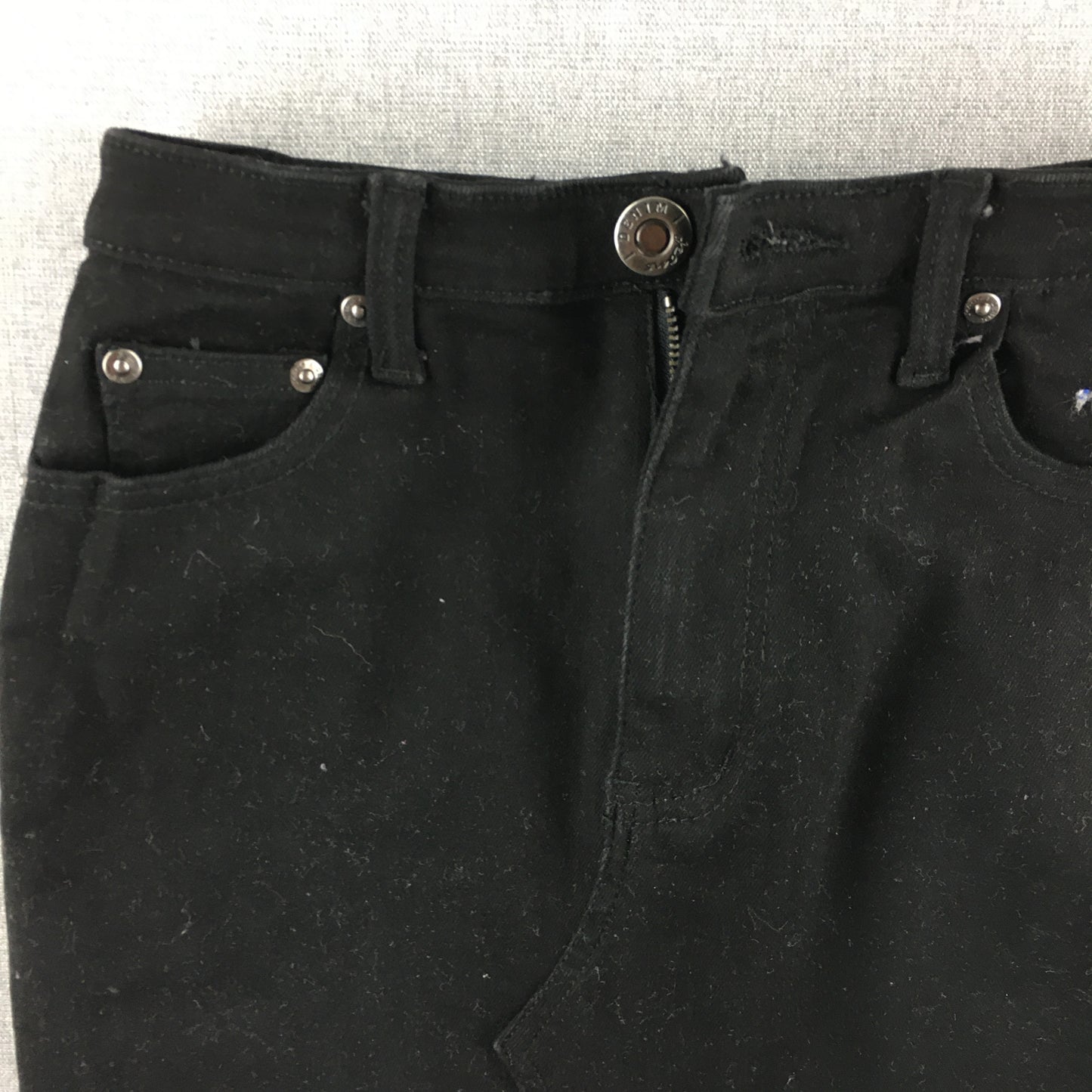 Showpo Womens Denim Mini Skirt Size 8 Black Pockets