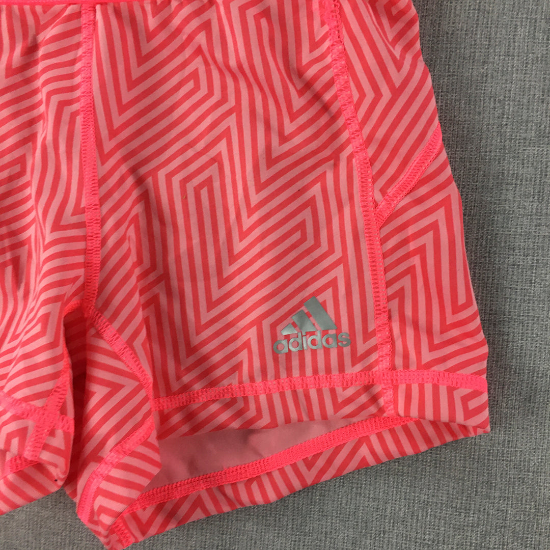 Adidas Techfit Womens Shorts Size XS Pink Logo Climalite Athletic Gym