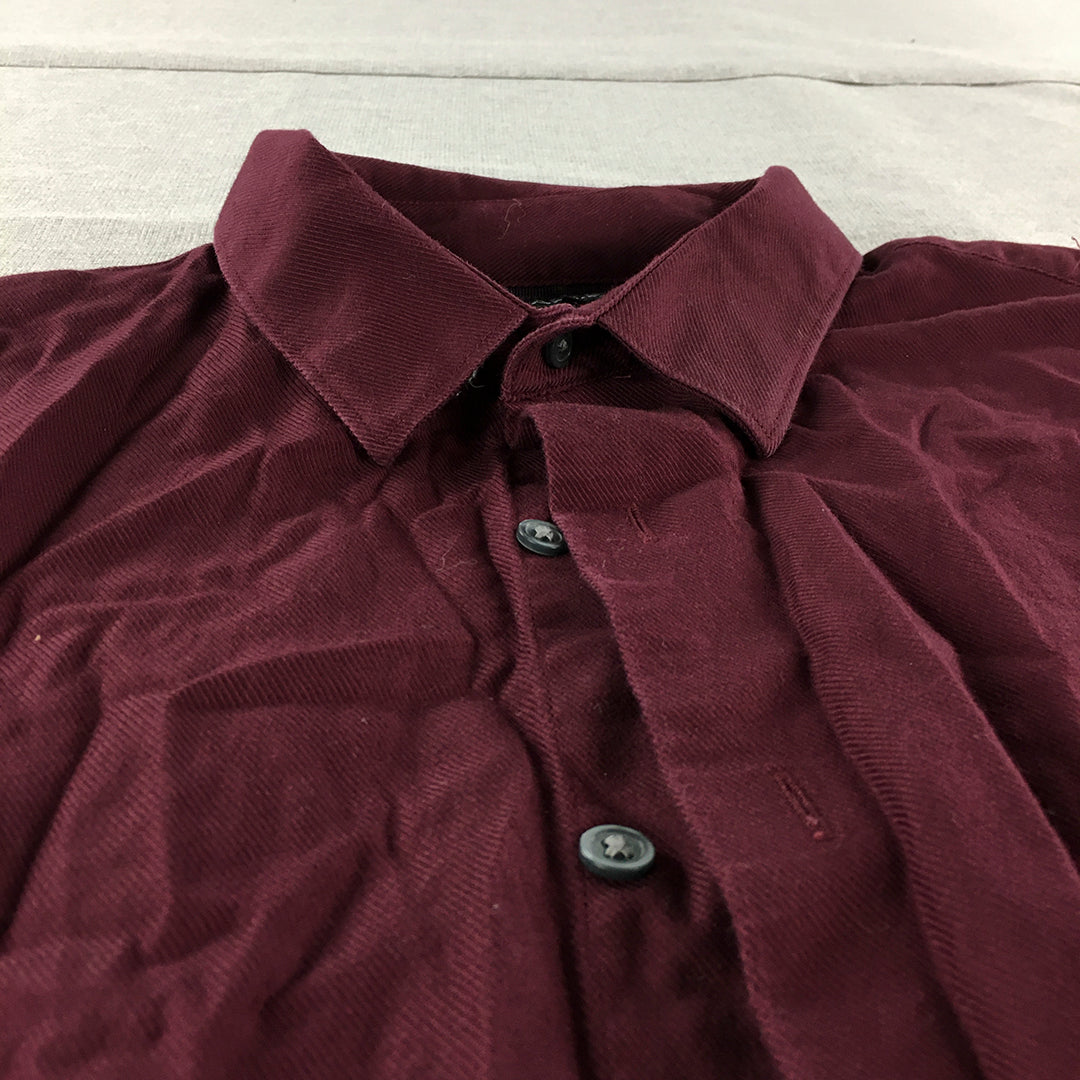 Apt.9 Mens Shirt Size L Maroon Red Long Sleeve Button-Up Collared