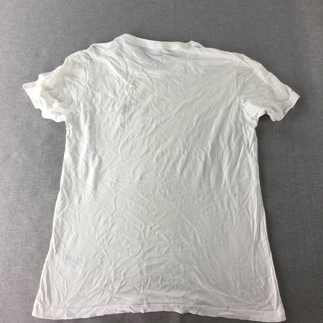 Calvin Klein Jeans Mens T-Shirt Size L White Embroidered Logo Crew Neck