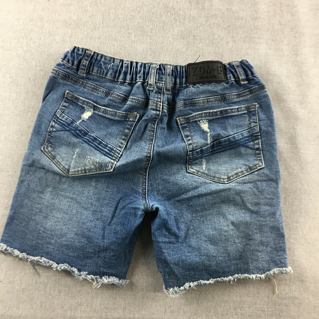 Zom-B Kids Boys Denim Shorts Size 14 Youth Blue Distressed Drawstring Pockets