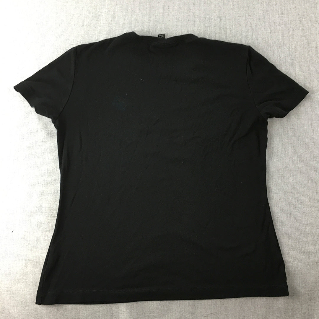 Sportscraft Womens T-Shirt Size S Black Short Sleeve Crew Neck Top