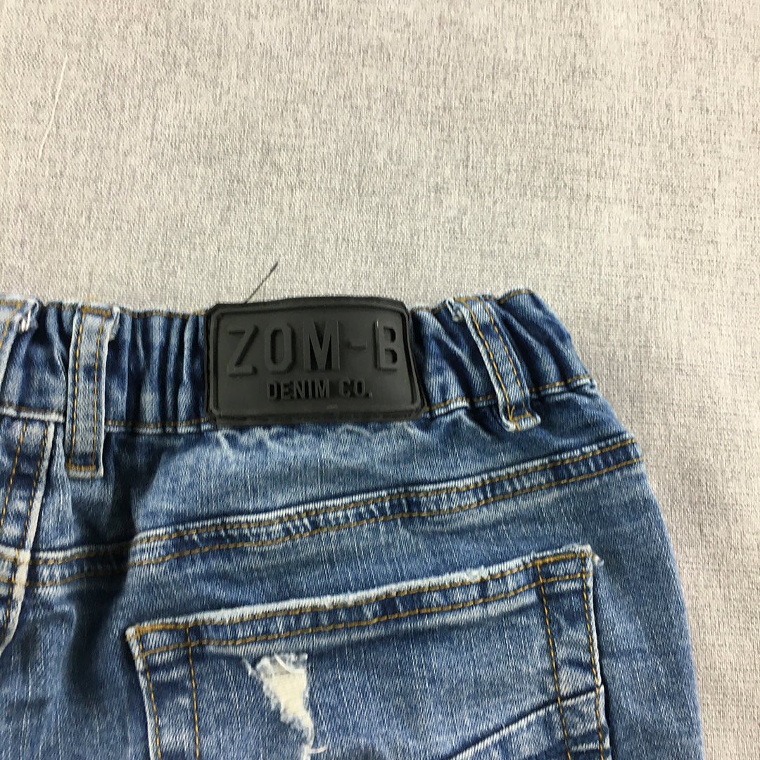 Zom-B Kids Boys Denim Shorts Size 14 Youth Blue Distressed Drawstring Pockets