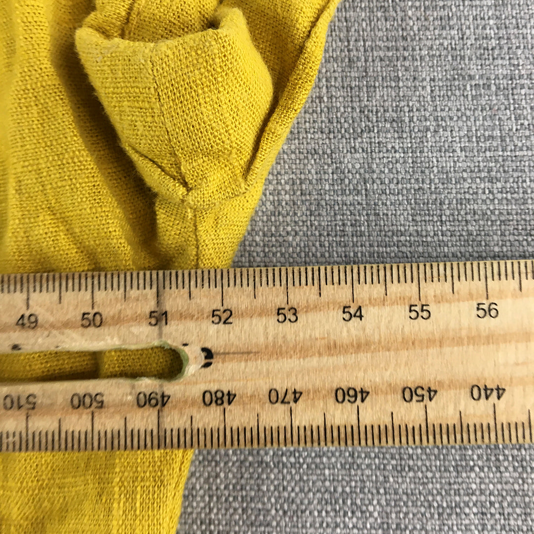 Ruby Rain Womens Linen Dress Size 10 Yellow Short Sleeve A-Line Mini