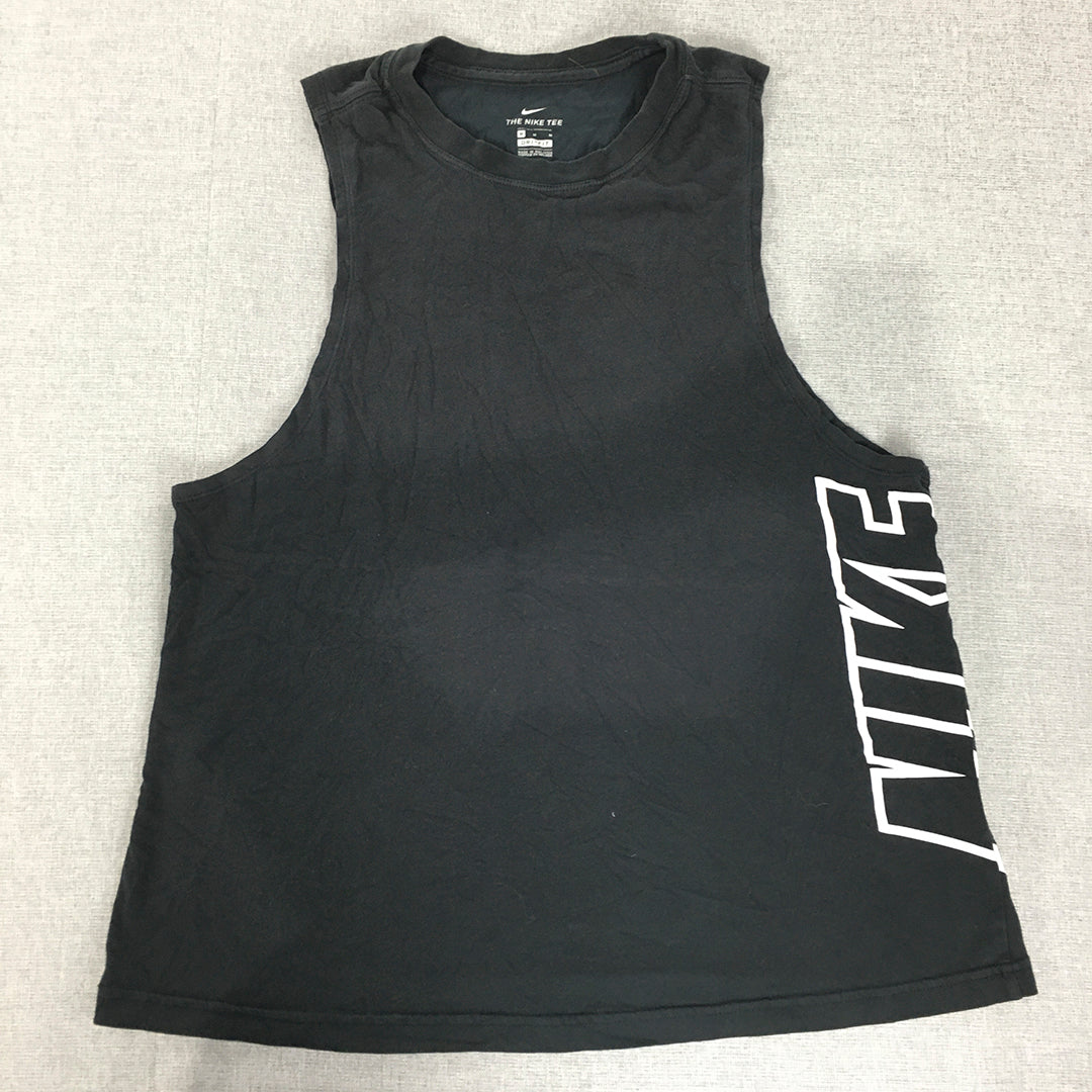 Nike Womens Tank Top Size M Black Logo Sleeveless Singlet Shirt