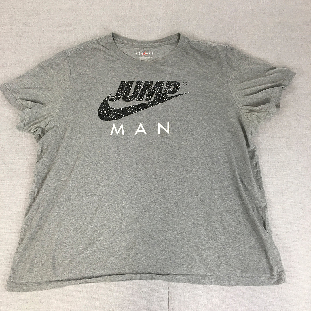 Nike Air Jordan Mens T-Shirt Size 2XL Grey Jump Man Logo Short Sleeve Tee