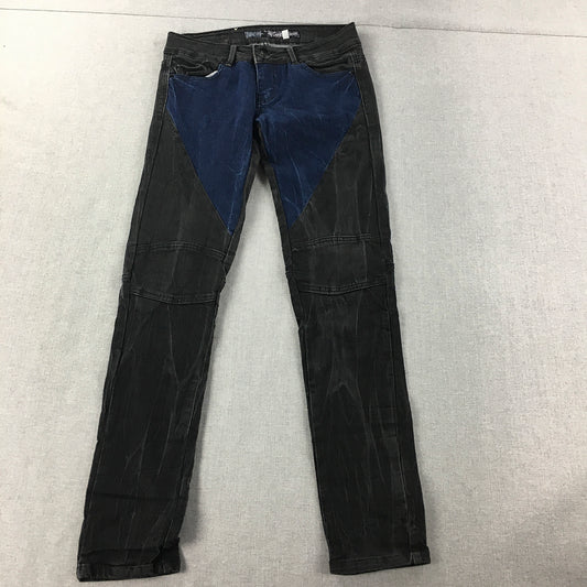 Refuge Womens Jeans Size 11 (W28 x L31) Black Patchwork Cut & Sew Skinny