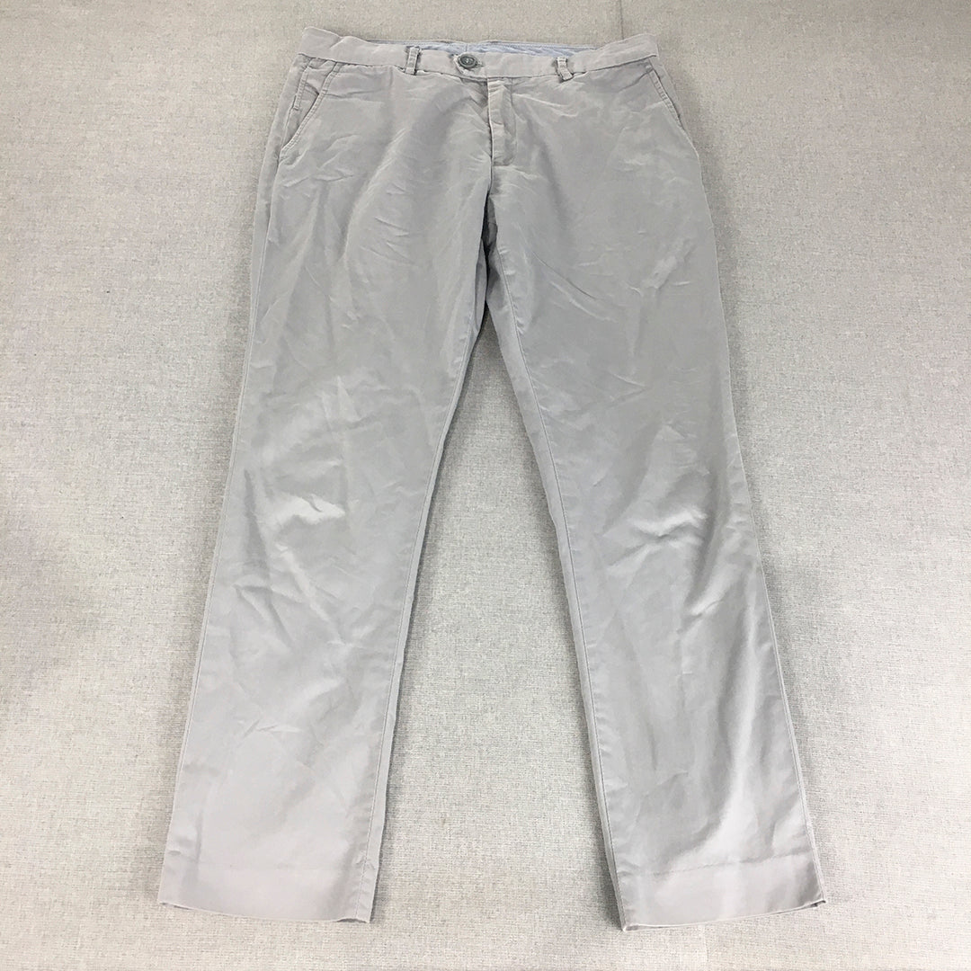 Country Road Mens Chino Pants Size 34 Grey Pockets Trousers