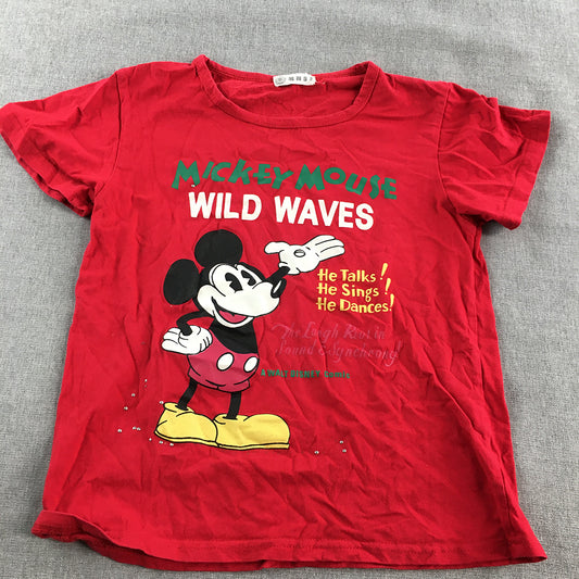 Disney Mickey Mouse Kids Girls T-Shirt Youth Size M Red Short Sleeve Top