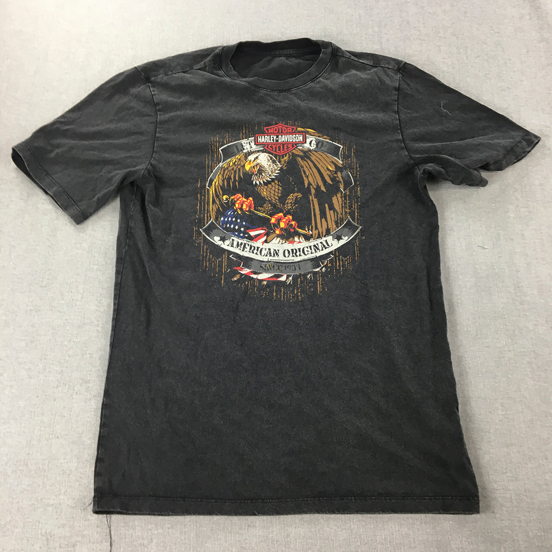 Vintage Harley-Davidson Mens T-Shirt Size S Black Ealge Flag USA