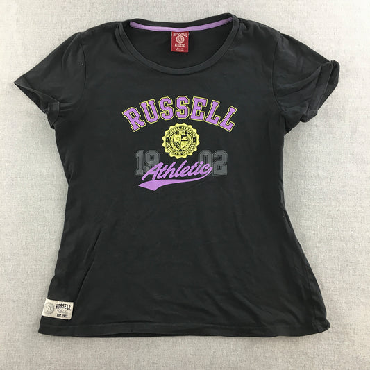 Russell Athletic Kids Girls T-Shirt Size 14 (Youth L) Black Logo Top