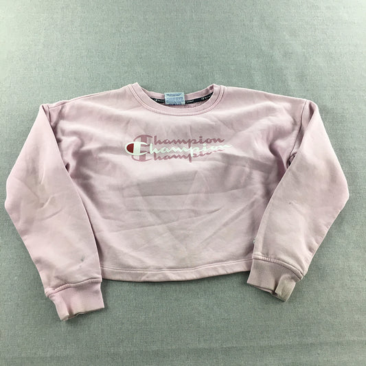 Champion Kids Girls Sweater Size 14 Pink Logo Crew Neck Jumper