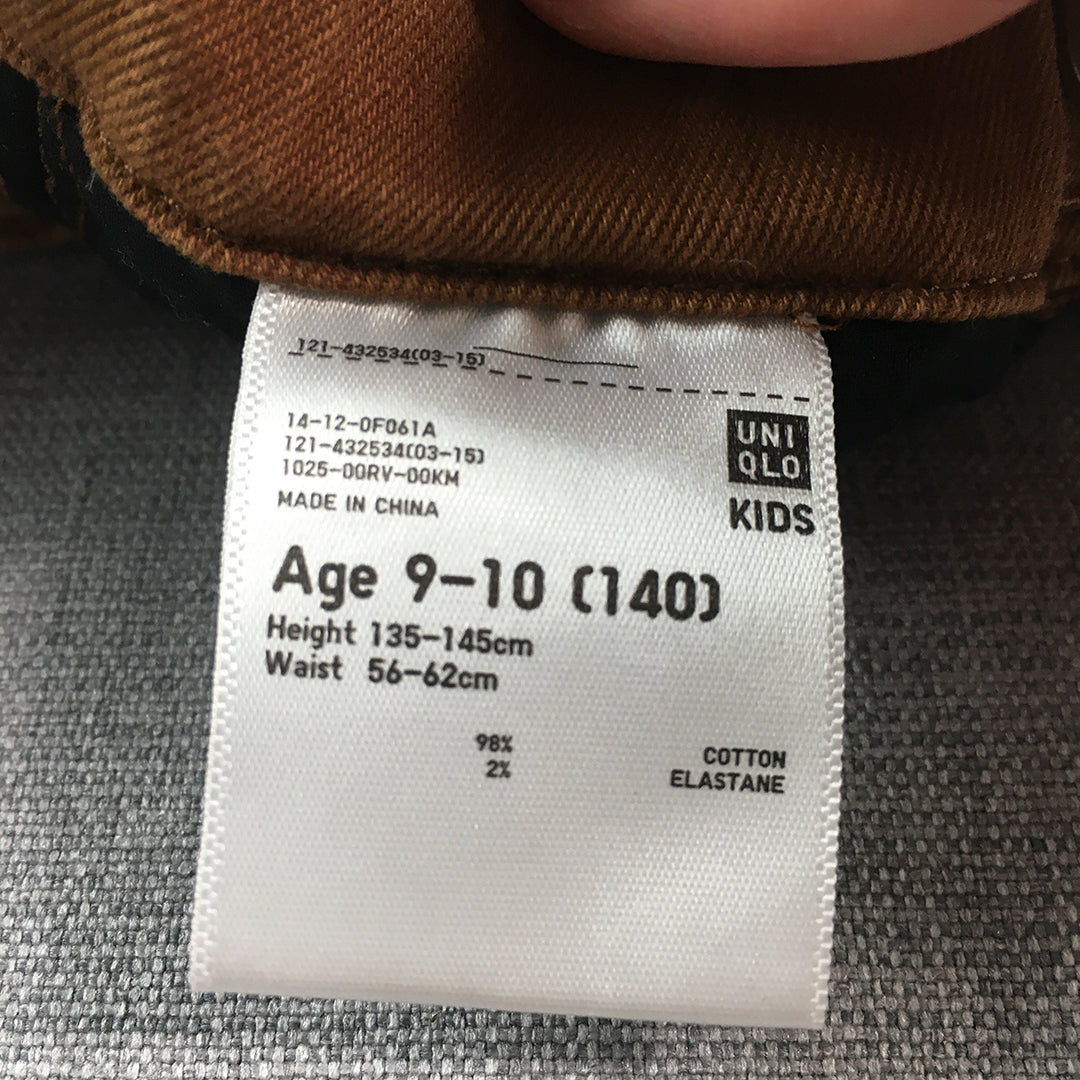 Uniqlo Kids Boys Chino Pants Size 9 - 10 Brown Pockets Trousers