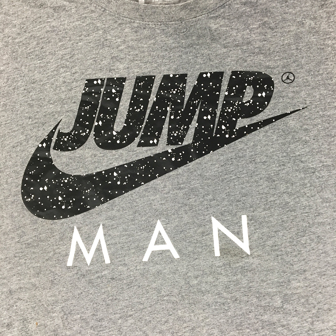 Nike Air Jordan Mens T-Shirt Size 2XL Grey Jump Man Logo Short Sleeve Tee