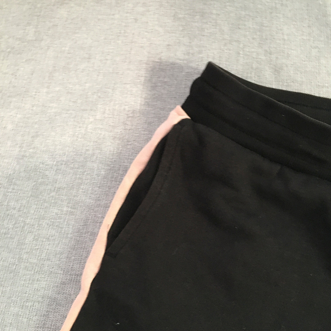 Puma Kids Girls Shorts Youth Size XL Black Pink Logo Elastic Waist 12 - 14 Years