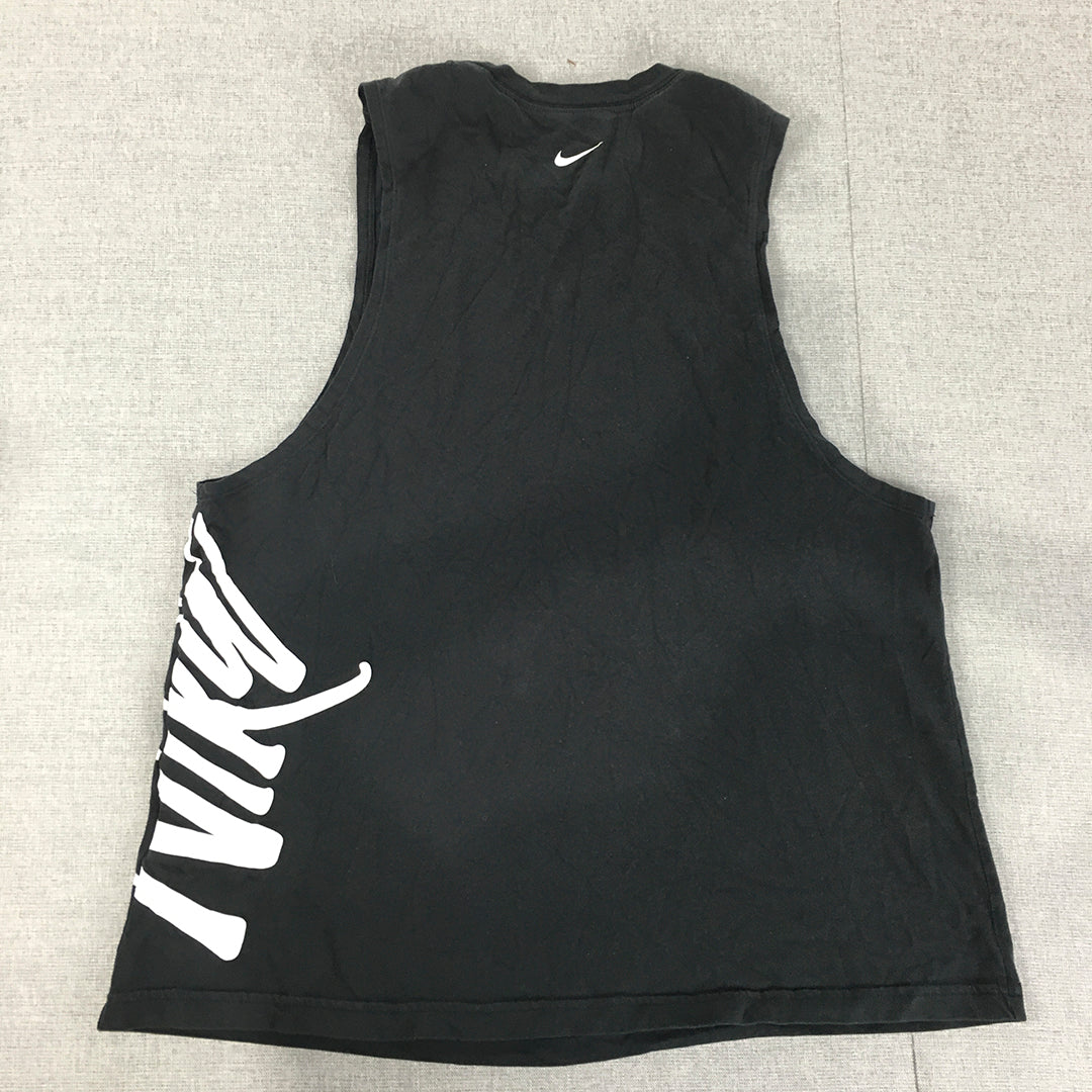 Nike Womens Tank Top Size M Black Logo Sleeveless Singlet Shirt