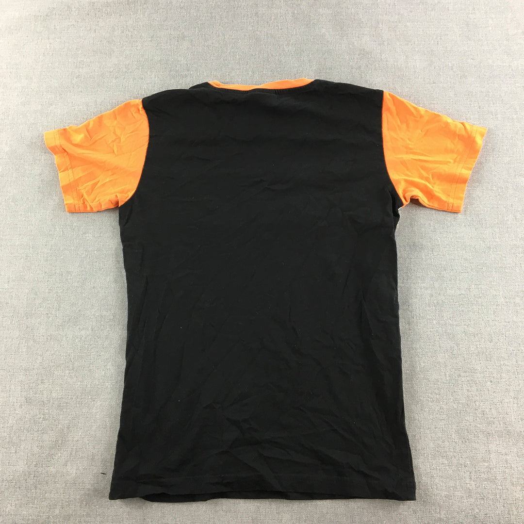 Champion Kids Boys T-Shirt Size M (9 - 10 Years) Black Orange White Logo Top