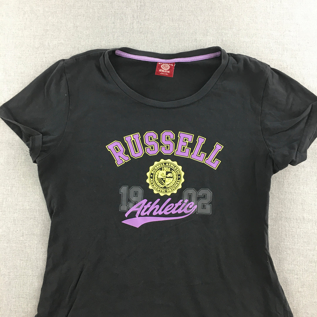 Russell Athletic Kids Girls T-Shirt Size 14 (Youth L) Black Logo Top