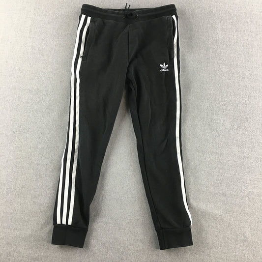 Adidas Kids Boys Tracksuit Pants Size 7 - 8 Years Black Trefoil Logo Jogger