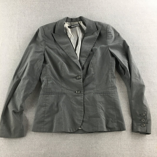 Basque City Womens Blazer Jacket Size 10 Grey Button Up Collared Coat