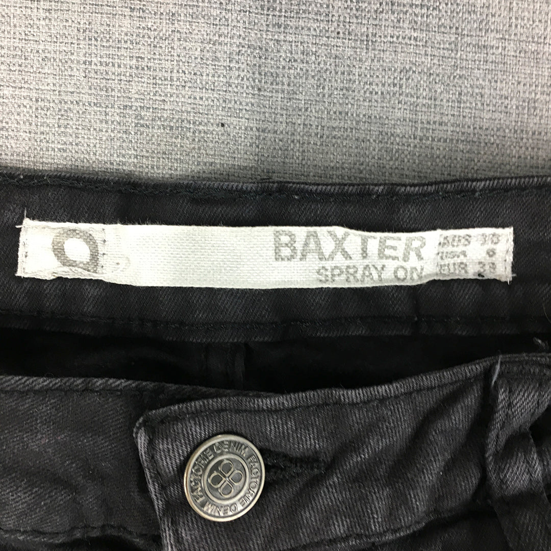 Baxter Womens Skinny Jeans Size 10 (W28 x L28) Black Spray On Denim