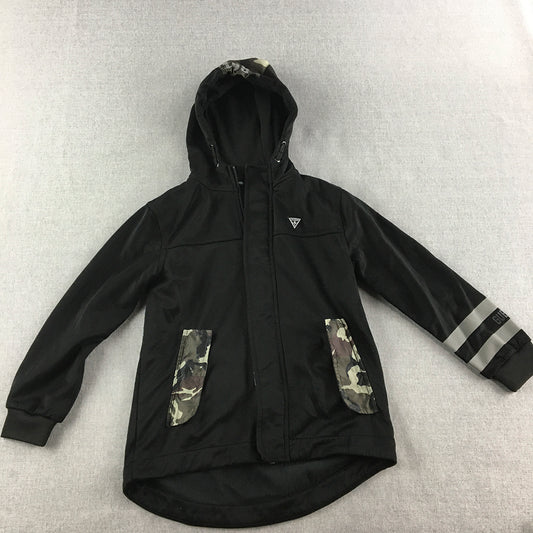 Guess Kids Boys Hoodie Jacket Size 8 Black Zip-Up Windbreaker Coat