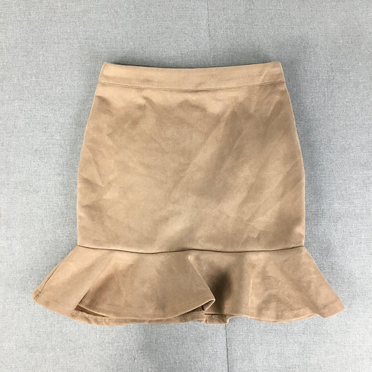 Valleygirl Womens Mini Skirt Size 8 Brown Faux Leather Mermaid Hem