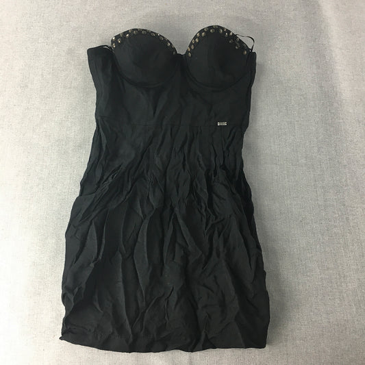 Guess Womens Strapless Mini Dress Size 7 (S) Black Studded Back Zip