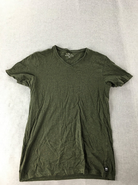 French Connection Mens T-Shirt Size XS Khaki Green V-Neck Short Sleeve Tee