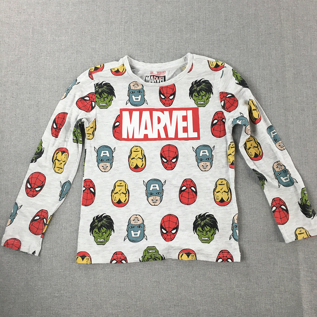 Marvel Kids Boys Top Size 7 White Iron Man The Hulk Spiderman Captain America