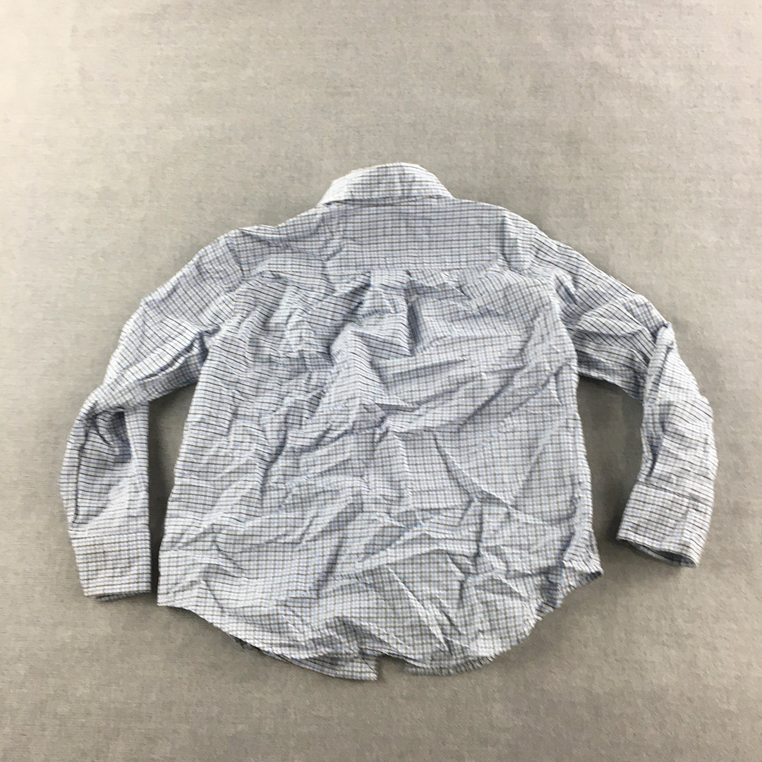 Ralph Lauren Kids Boys Shirt Size 4 Blue Checkered Logo Button-Up Long Sleeve