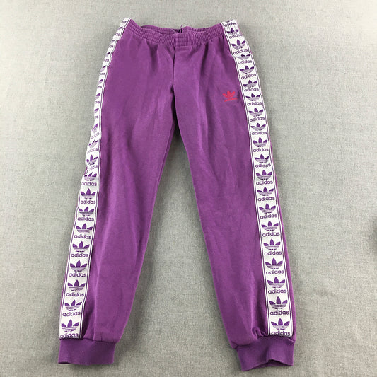 Adidas Kids Girls Tracksuit Pants Size 10 Purple Logo Taping Trefoil Jogger