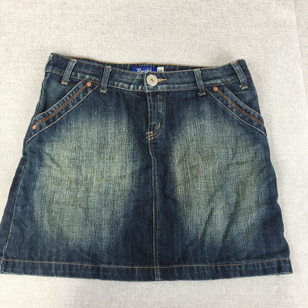 Raith Womens Denim Mini Skirt Size XL Blue Pockets Straight