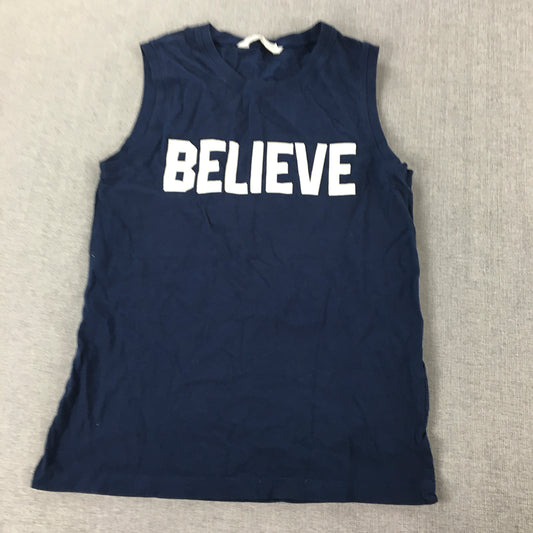 H&M Kids Tank Top Size 9 - 10 Years Blue Believe Sleeveless Shirt