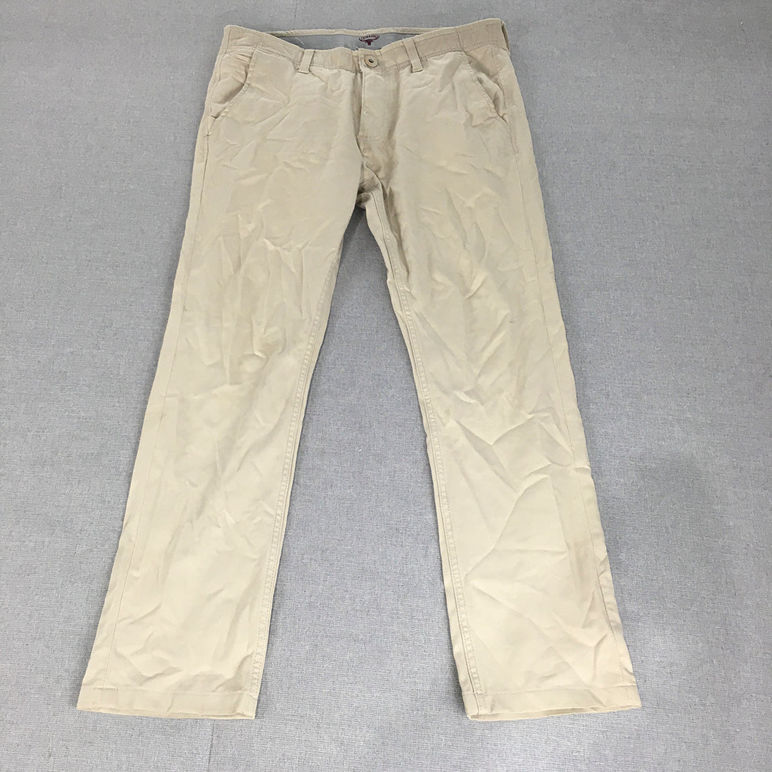 Buffalo Mens Chino Pants Size 32 Slim Fit Cream Beige Stretch Pockets