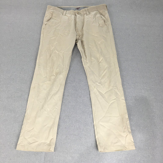 Buffalo Mens Chino Pants Size 32 Slim Fit Cream Beige Stretch Pockets