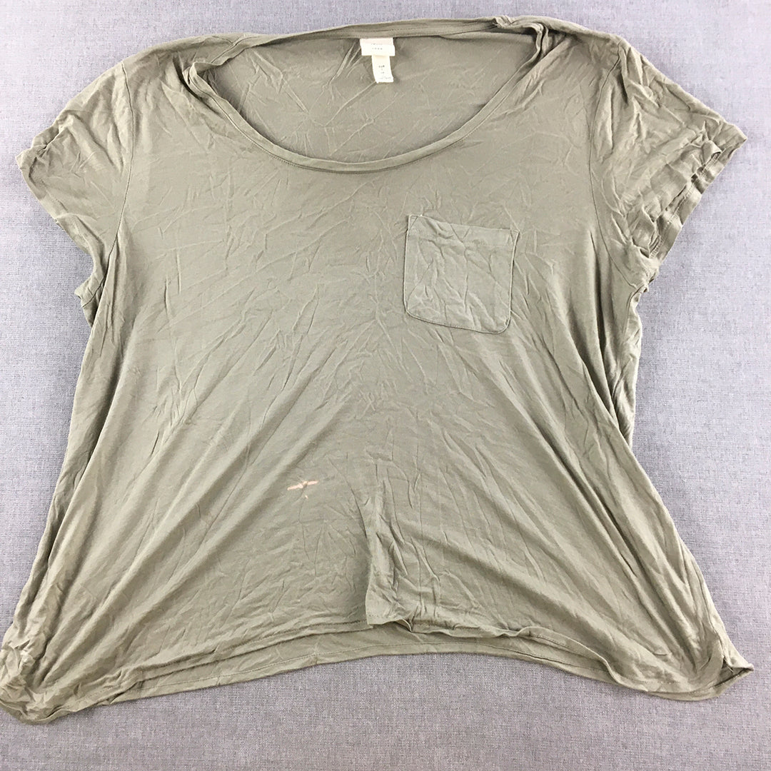 H&M Womens T-Shirt Size L Green Short Sleeve Top