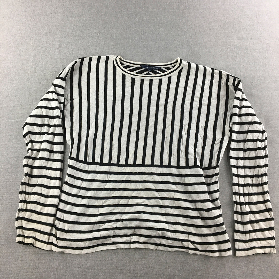 French Connection Womens Knit Sweater Size M Black White Striped Jumper