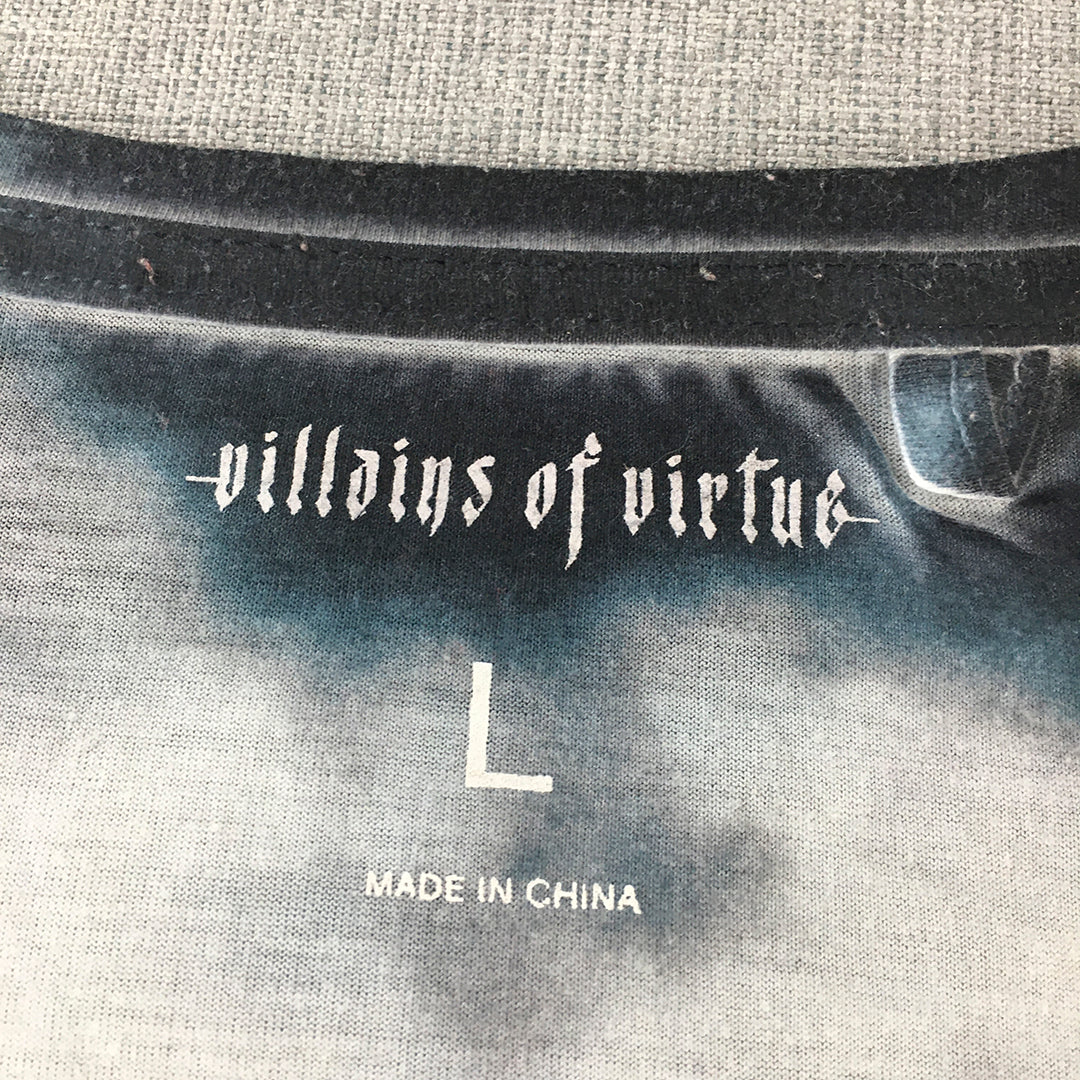 Villains Of Virtue Mens T-Shirt Size L Full Print Fallen Angels Short Sleeve