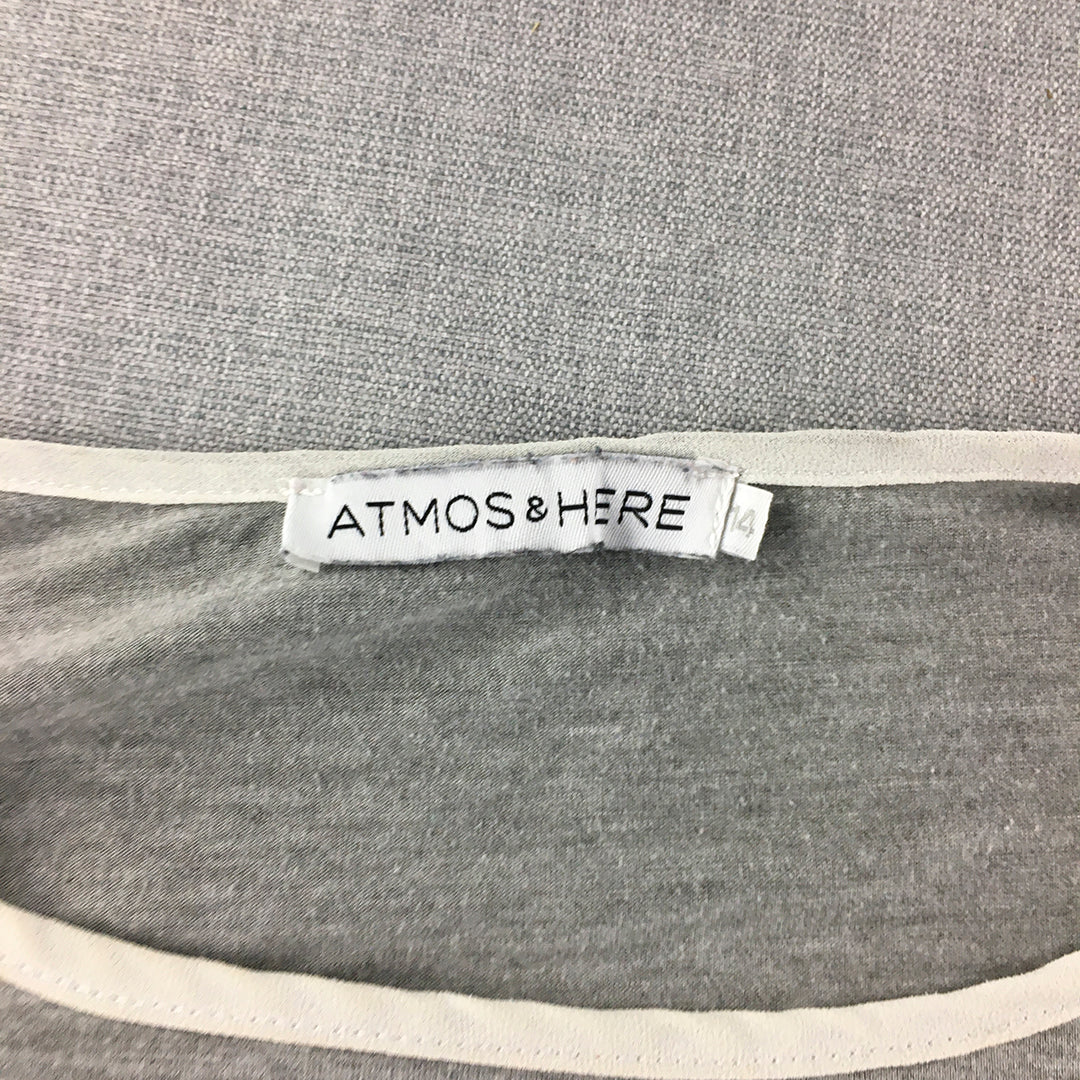 Atmos & Here Womens Top Size 14 Grey Knit Crew Neck Shirt