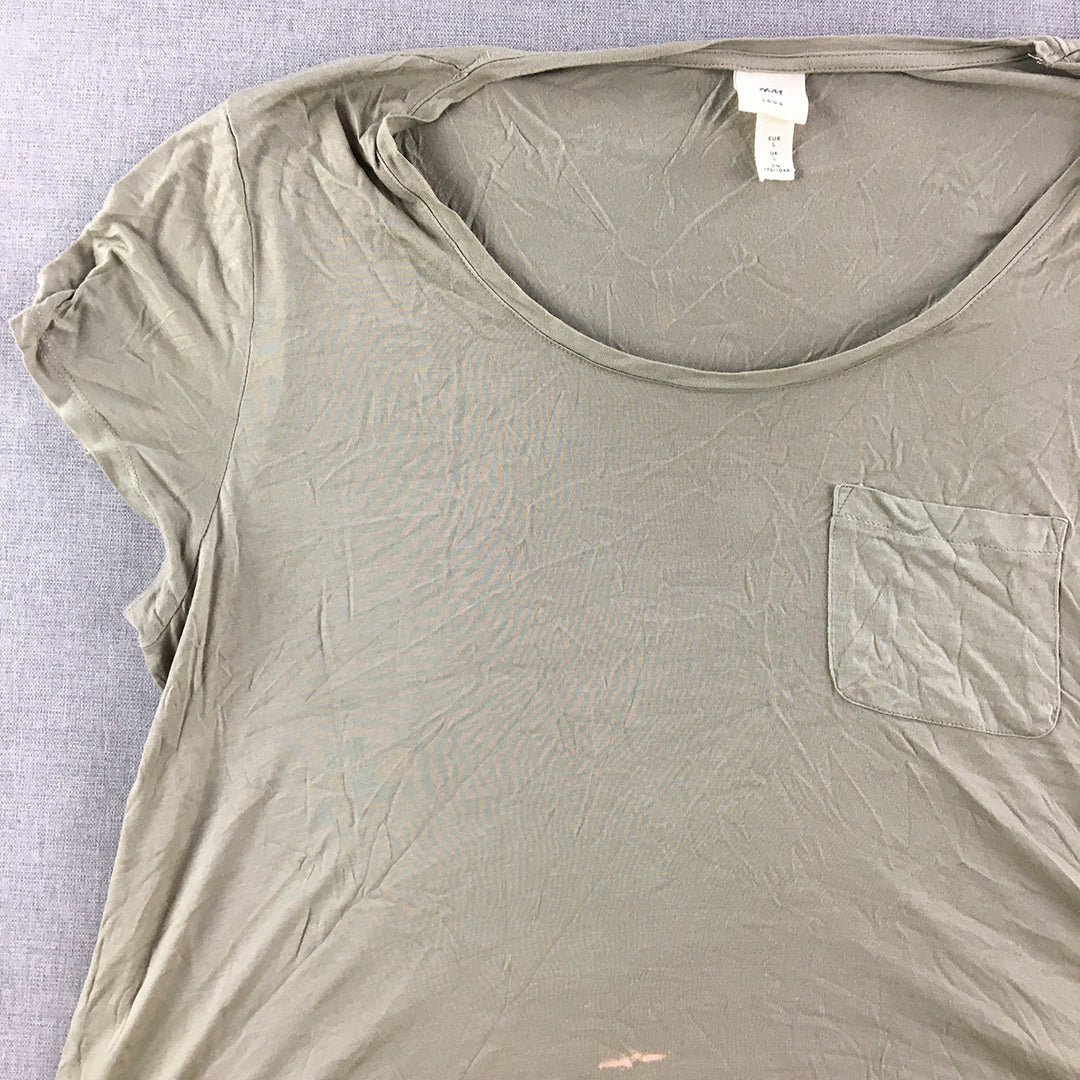 H&M Womens T-Shirt Size L Green Short Sleeve Top