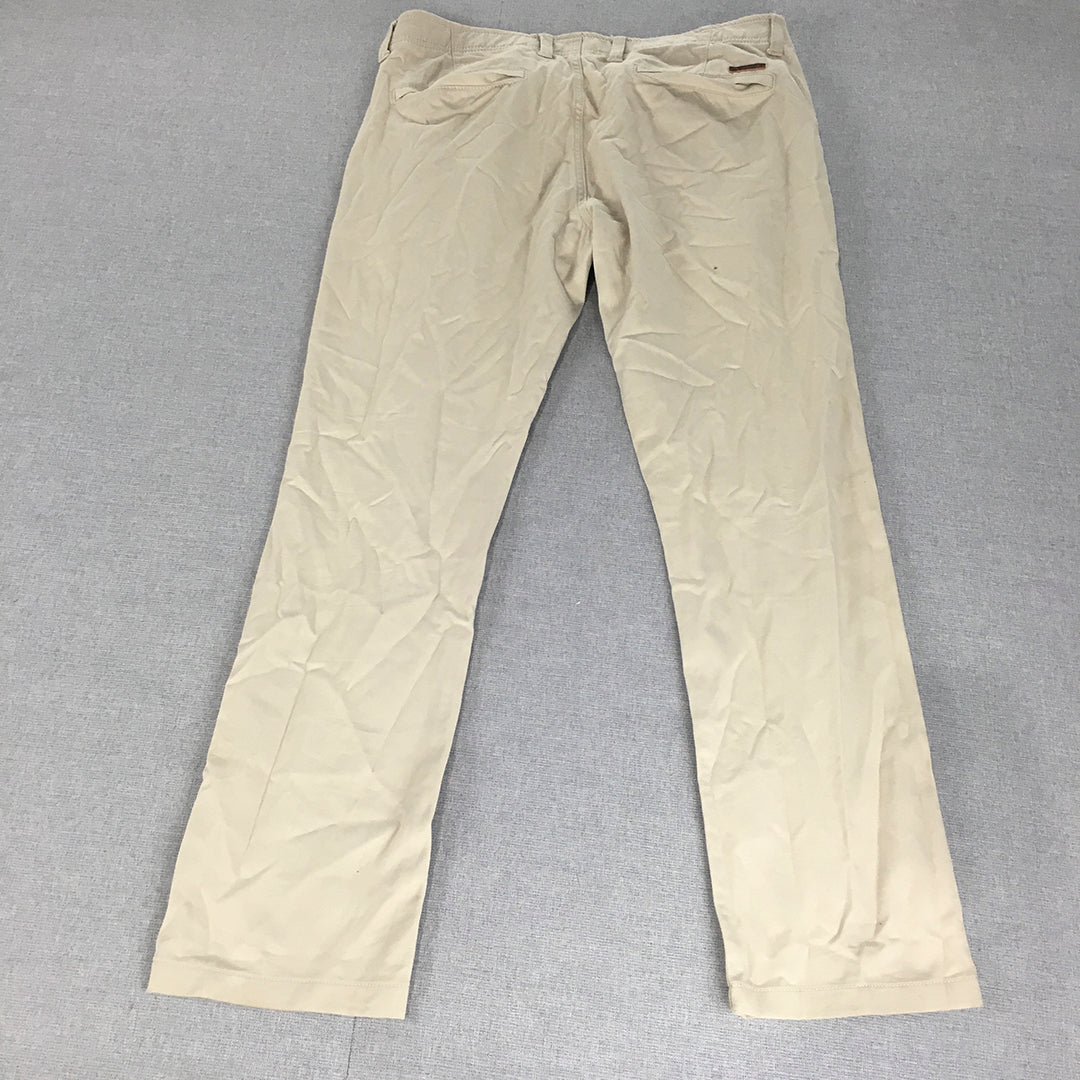 Buffalo Mens Chino Pants Size 32 Slim Fit Cream Beige Stretch Pockets