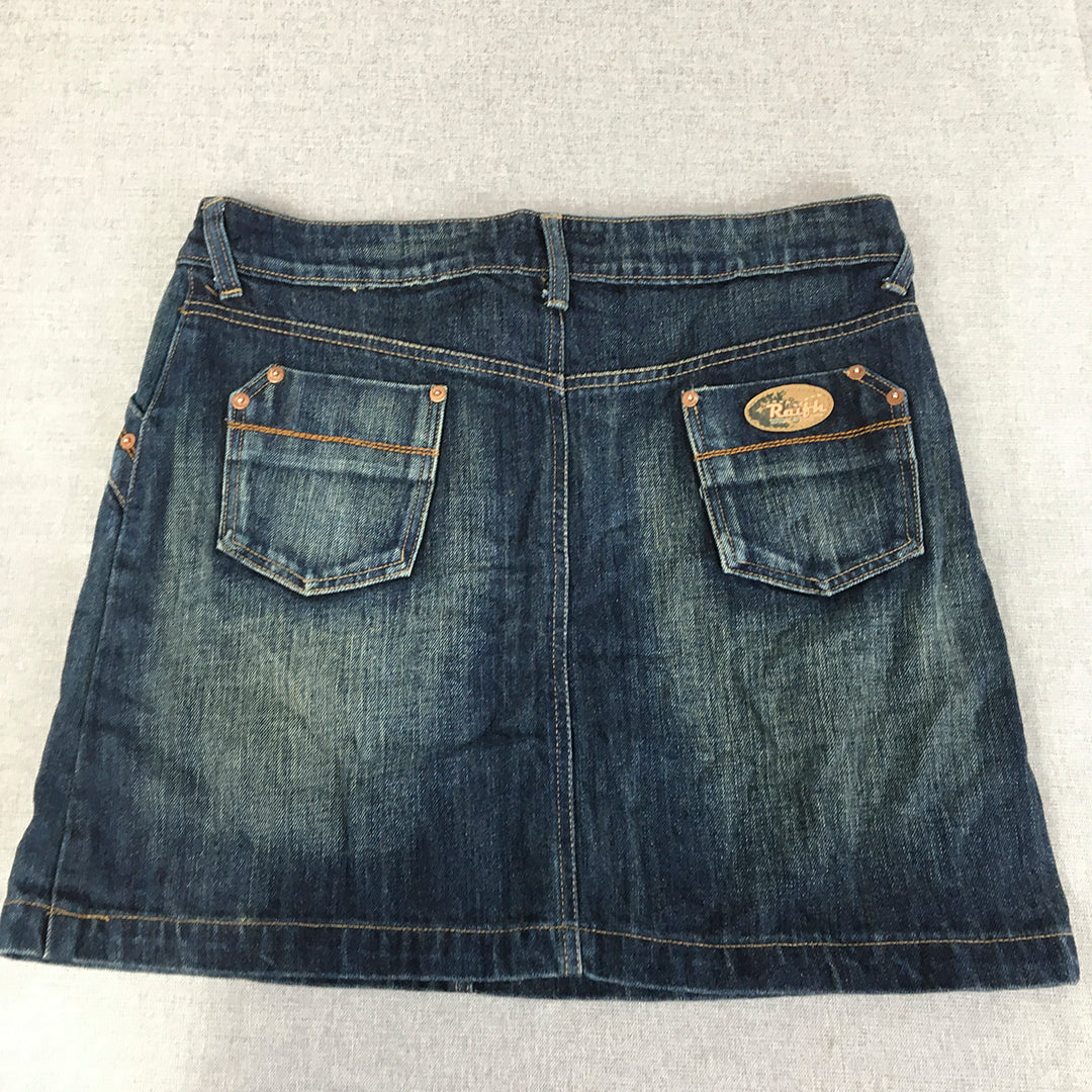 Raith Womens Denim Mini Skirt Size XL Blue Pockets Straight