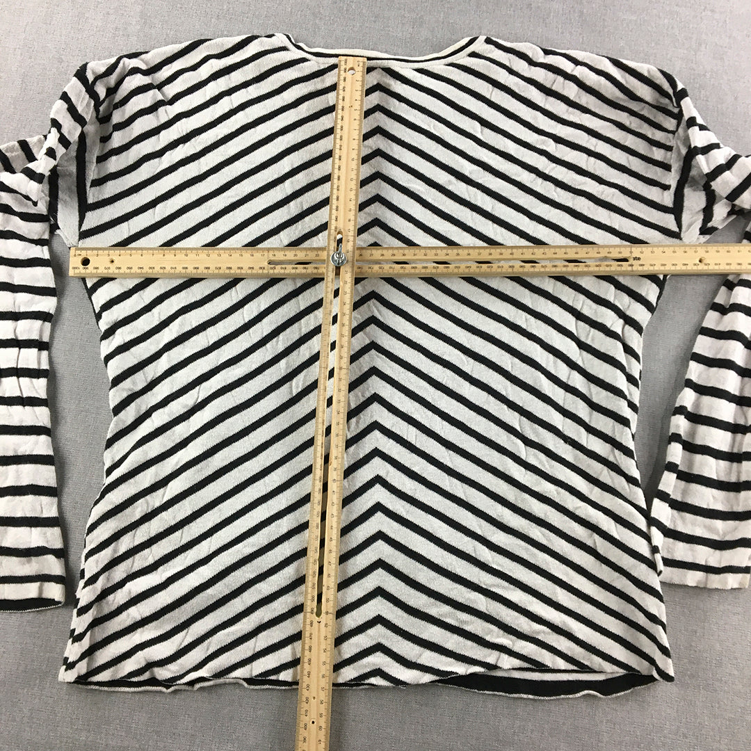 French Connection Womens Knit Sweater Size M Black White Striped Jumper