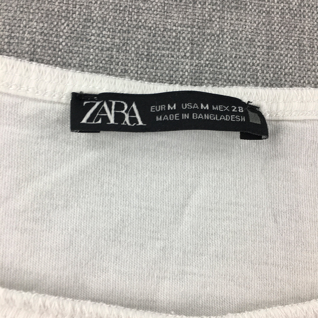 Zara Womens Shirt Size M White Long Sleeve Pullover Top