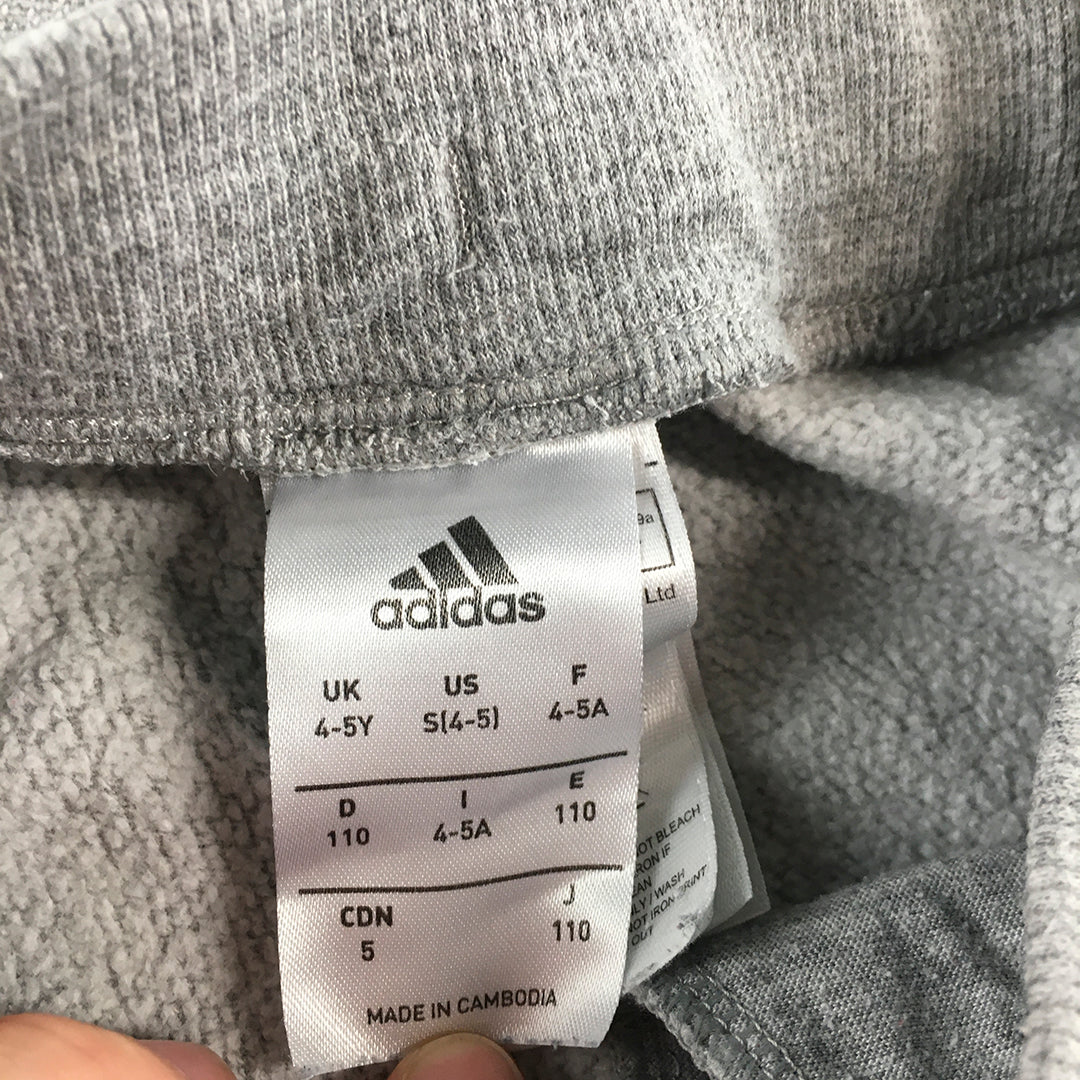 Adidas Kids Boys Tracksuit Pants Size 4 - 5 Years Grey Logo Jogger