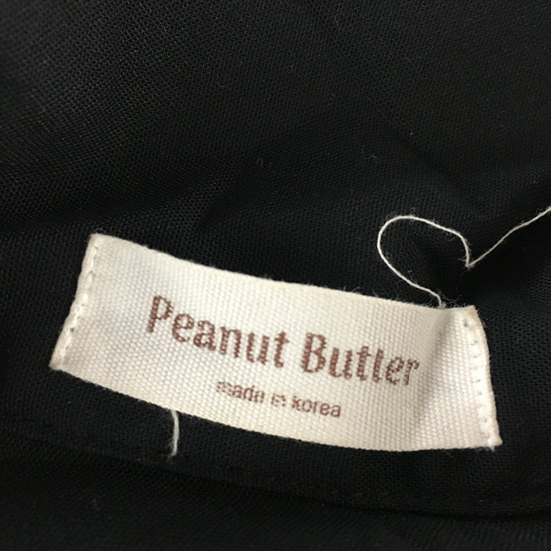 Peanut Butter Womens Shirt Size L Black Button-Up Long Sleeve Korean Brand