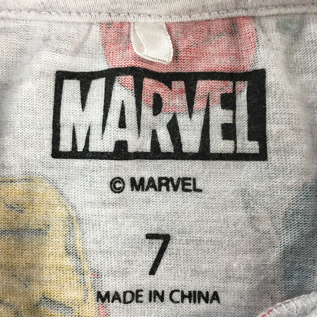 Marvel Kids Boys Top Size 7 White Iron Man The Hulk Spiderman Captain America