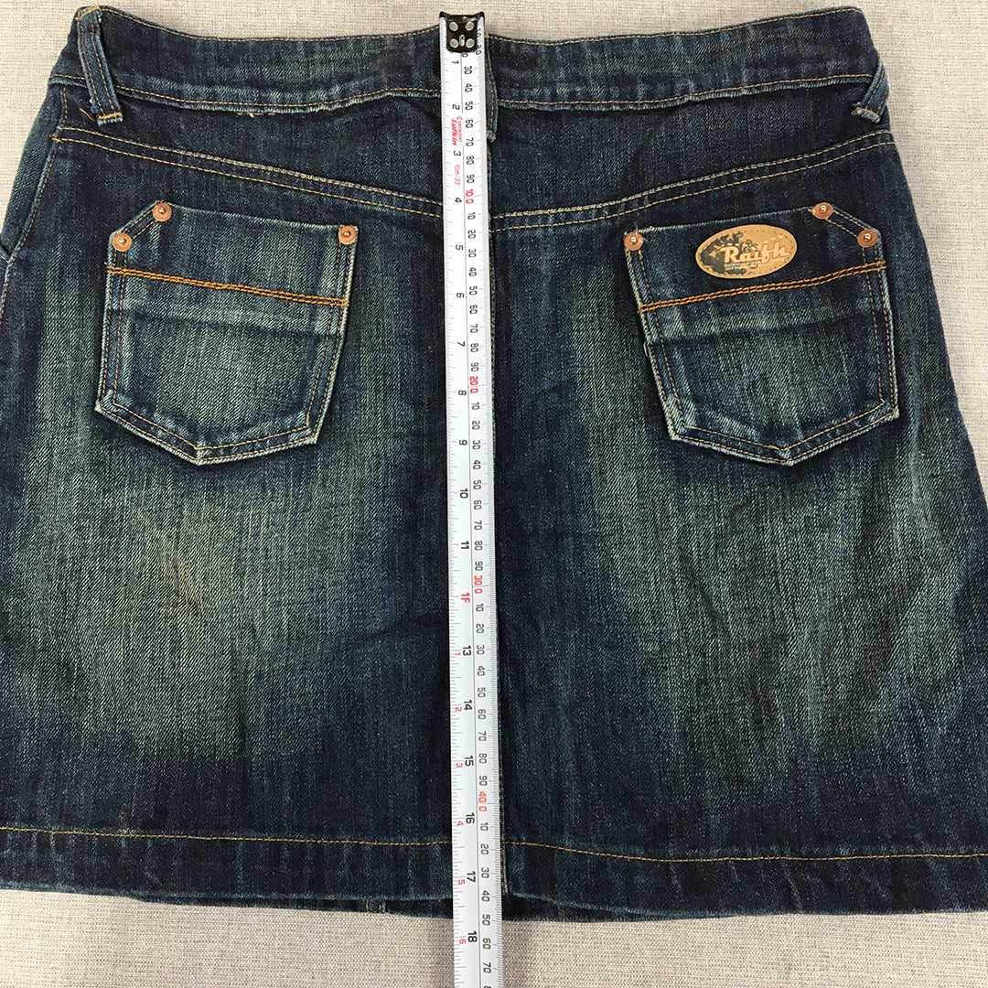 Raith Womens Denim Mini Skirt Size XL Blue Pockets Straight