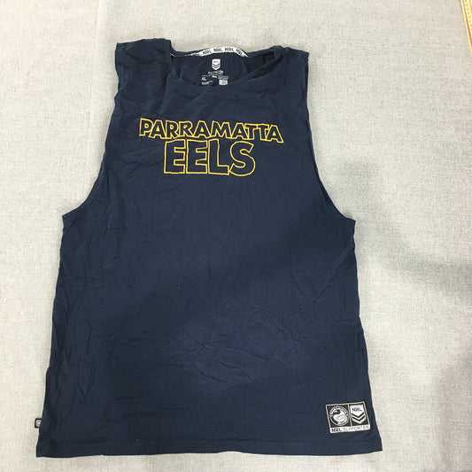 Parramatta Eels Mens Tank Top Size XL Blue NRL Rugby League Logo Singlet Shirt